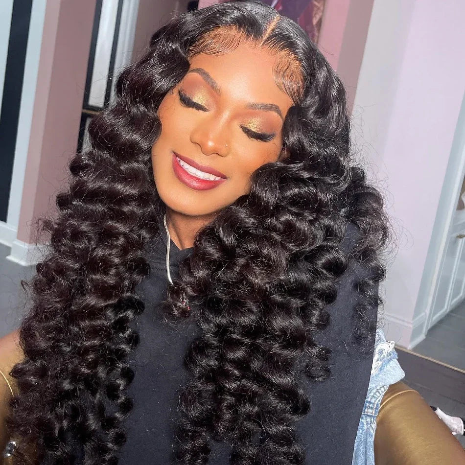 30 40Inch Human Hair 13x6 13x4 HD Lace Frontal Wig Brazilian Loose Deep Wave Curly Human Hair 360 Full Lace Front Wig Preplucked