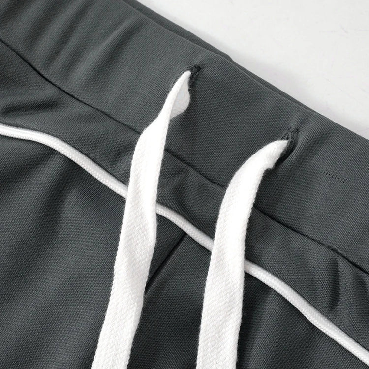 STYLISH LADY Contrast Color Sporty 2 Piece Set Women Long Sleeve Zipper Crop Top and Drawstring Short Suits 2025 Workout Outfits