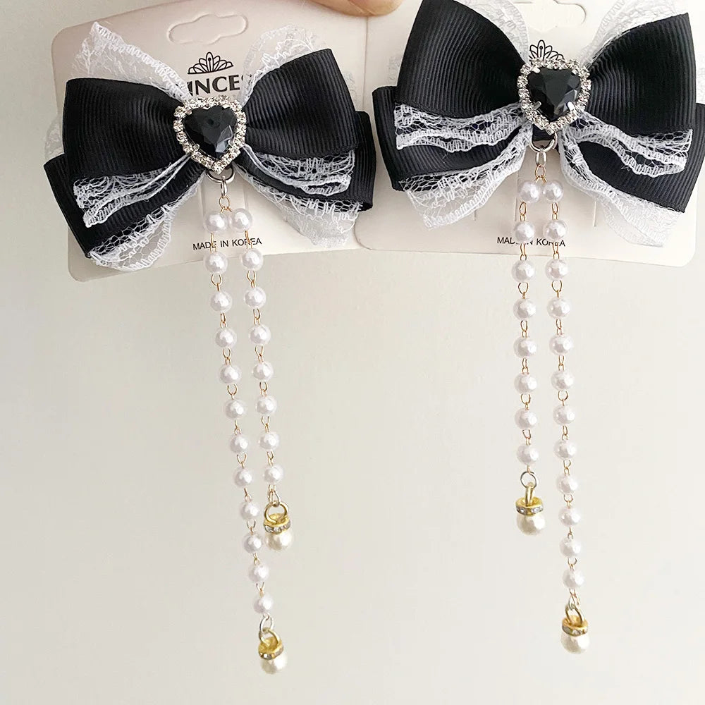 [1pair] Lolita cosplay Girl hairpin Bow barrette cute hair accessories japanese aesthetic hair clips y2k cute items for girls