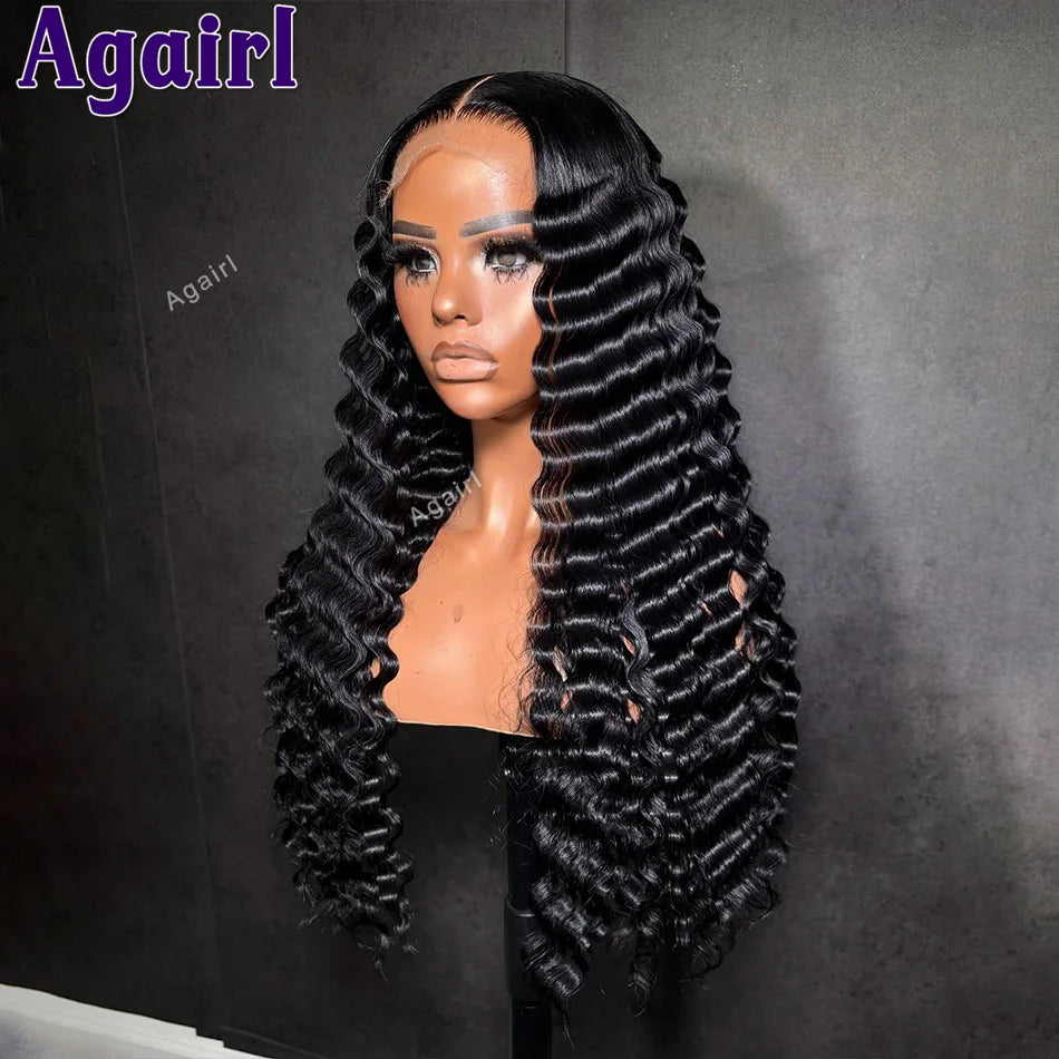12A Dark Purple 200% Loose Deep Wave 13x6 Lace Frontal Human Hair Wigs Peruvian 5x5 Lace Closure Wigs Pre Plucked With Baby Hair