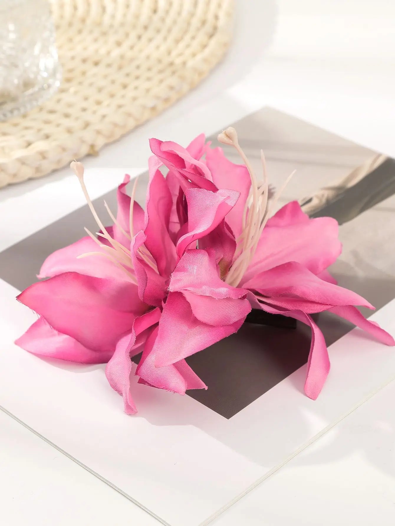 AWAYTR Elegant Bohemian Flower Small Hair Clips Faux Flower Side Pins Hairpin Vacation Beach Hair Accessories for Women