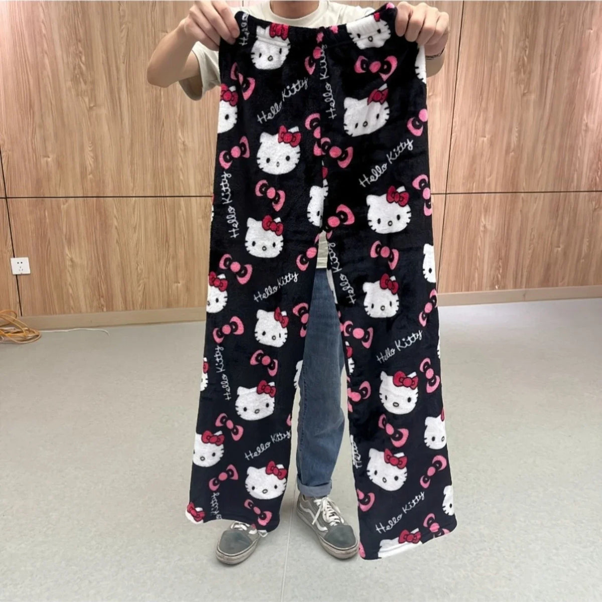 Hello Kitty Fleece Coral Pajama Pants Soft Trousers Women Casual Home Trousers Anime Cartoon Birthday Gift