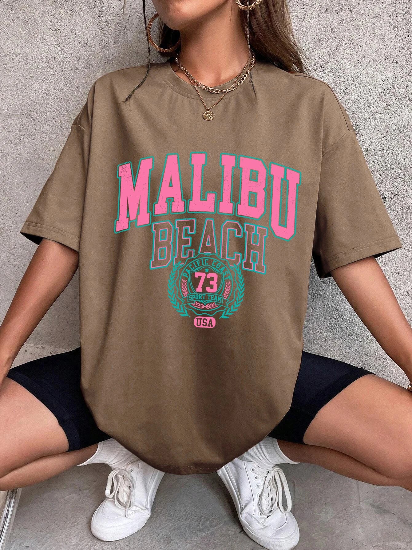 Malibu Beach Letter Print Print Womens T-Shirts Street Casual Tshirt Summer Brand Tee Clothing Hip Hop Breathable Tshirts Women