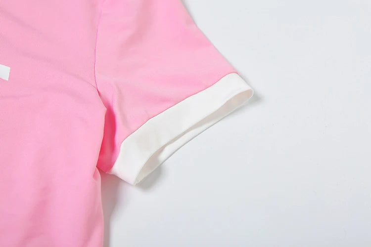 Weird Puss Activity 2piece Set Women Tracksuit Shorts Sleeve Crop Tops+Biker Shorts Letter Print Matching Street Stretch Suits