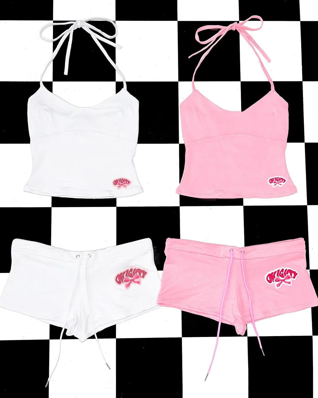 Y2k Summer Dopamine Sexy Hot Girl Beach Strap Tank Top American Super Shorts Two Piece Set