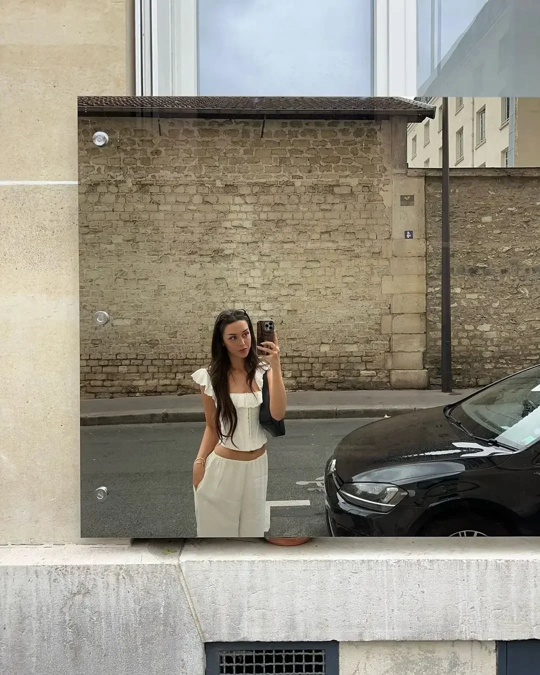 OIINAA Crop Top Women Slash Neck Ruffled Slim Y2k Tops Backless Cross Lace Up White Tank Top Summer 2025 Spice Girls Sexy Tops