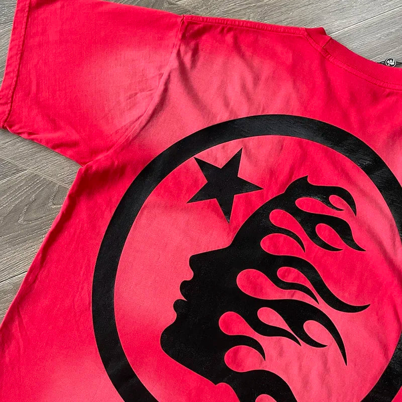 HS Gel Sport Logo Men's and women's pure cotton wash short sleeve T-shirt European and American fashion