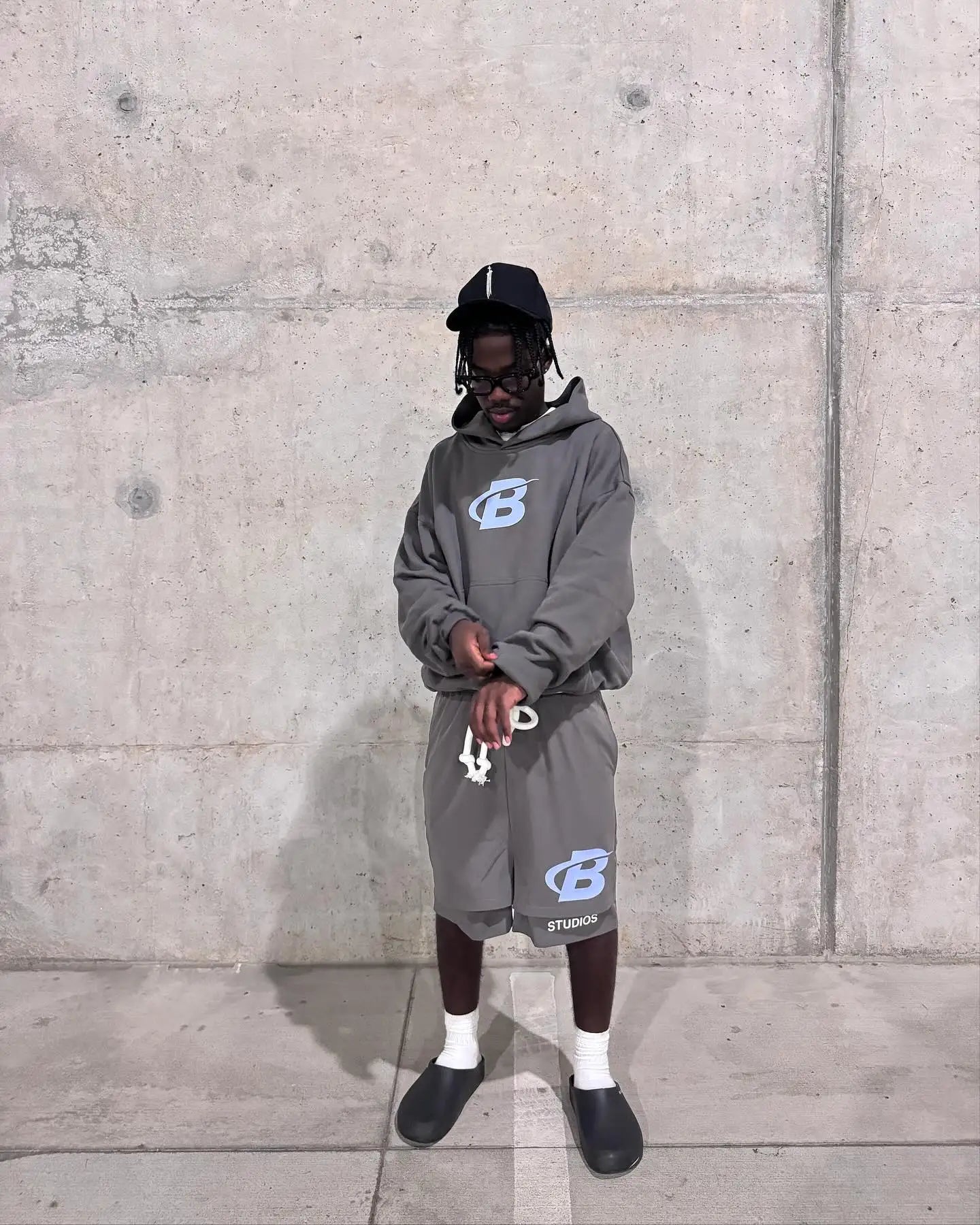 2024 Summer Letter B Print Trendy Tracksuit+sweatpants  Men Oversized Hoodies Sports Suit Loose Shorts Suit Clothes
