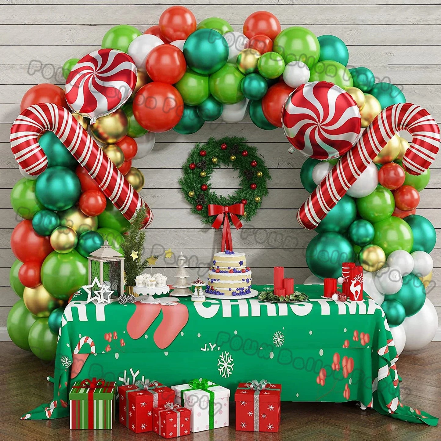 Christmas Balloons Garland Green Red Box Candy Balloons Arch Santa Reindeer Star Foil Ballon New Year Christmas Party Decor 2024