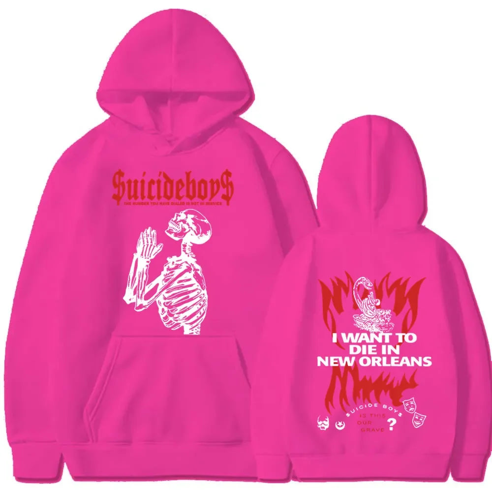 2025 new hoodie Suicide boy Wearing a hood, I want to die in New Orleans, super fashionable hoodie