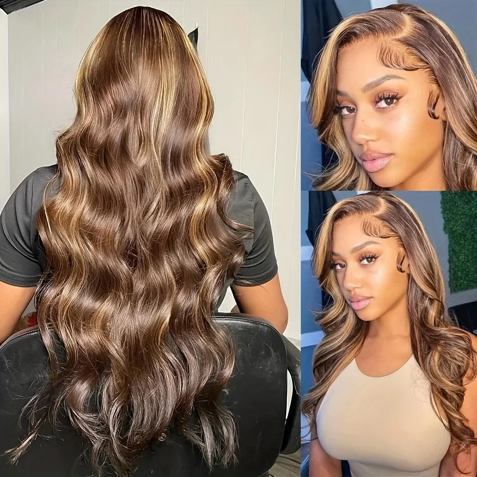 Body wave 4/27 Honey Blonde 30 inch lace front wig human hair hd lace frontal wig 13x6 wig humain hair for Women sale clearance