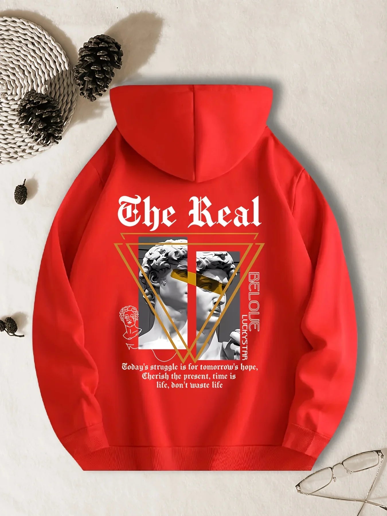 Men's Casual Hoodie Geometric Pattern Polyester Fiber Relaxed Fit Machine Washable Fashion Female Streetwear Long Sleeve Clothes