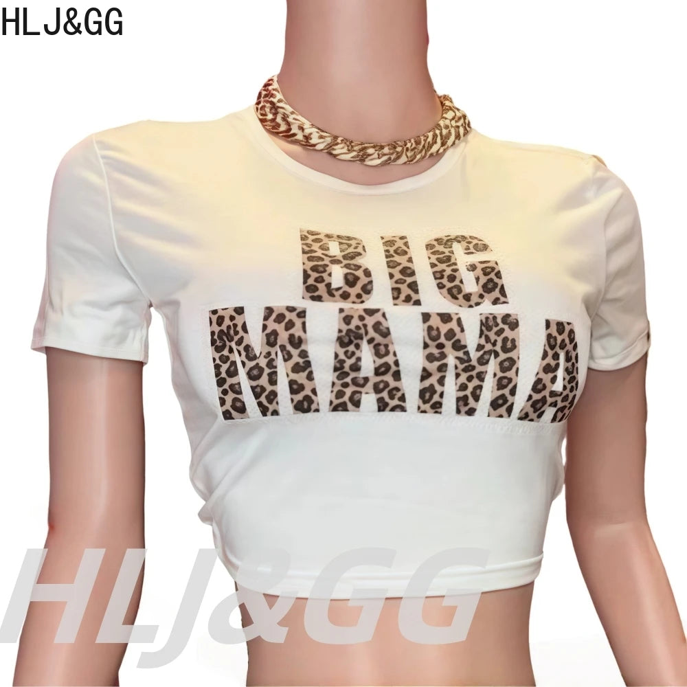 HLJ&GG Fashion Trend Leopard Print Shorts Two Piece Sets Women Fur Halter Lace Up Crop Top And Shorts Outfit Y2K 2pcs Streetwear
