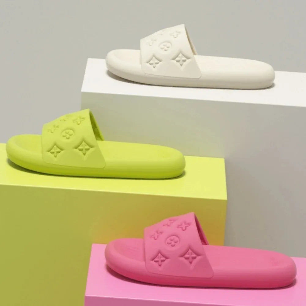 2026 High End Fashion Cool Slippers for Women in Summer, with a Sense of Stepping on Poop, Thick Bottom Bathroom EVA Slippers