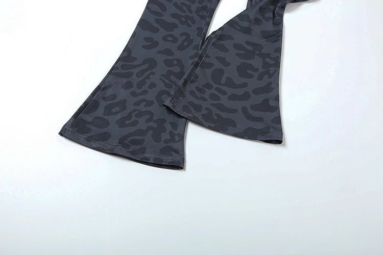 Weird Puss Letter Leopard Print 2 Piece Set Women Casual Zip Hooded Crop Jacke+Leggings Matching Stretch Sporty Street Outfits