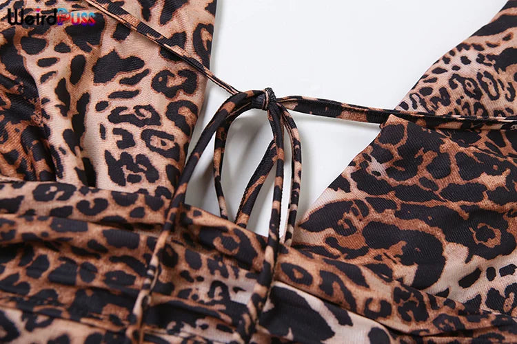 Weird Puss Halter Backless Tank Tops Women Sexy Hipster Swing Collar Leopard Print Summer Trend Hot Chick Wild Streetwear Vest
