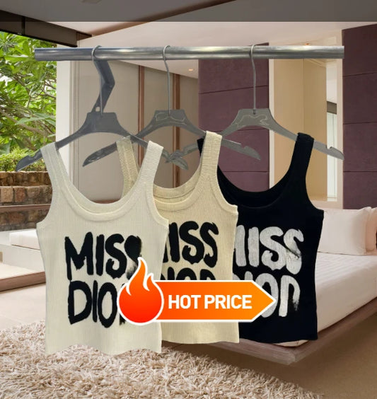 Ladies Sleeveless Vest Design American Letter Print Spice Girl Summer New Short Outerwear Top Slim Suspenders