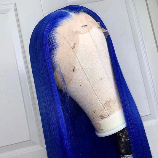 30 34 Inch Straight Blue Wigs Human Hair 13X6 HD Transparent Lace Frontal Wig Human Hair Blue 13X4 Hd Lace Front Human Hair Wigs