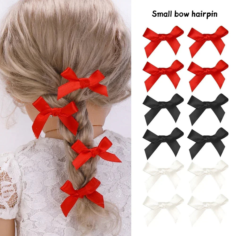 5-24Pcs Y2k Girls Bows Mini Hair Clips Metal Hairpin Headwear Barrette Handmade Ribbon Bow Bangs Clip Fashion Hair Accessories