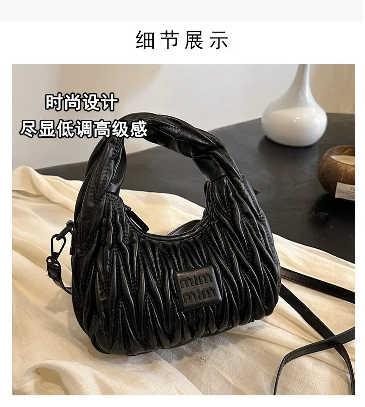 2025 New! Women's Niche Pleated Dumpling Bag – Mini Portable, Summer Trendy, Lightweight Fabric & Easy-Carry Messenger