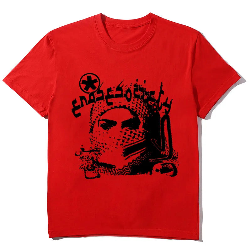 Y2K Cotton T-shirt Grunge Goth Harajuku Graphic Print O-Neck Tee Hip Hop Streetwear Loose Short Sleeve T-shirt Punk Vintage Top