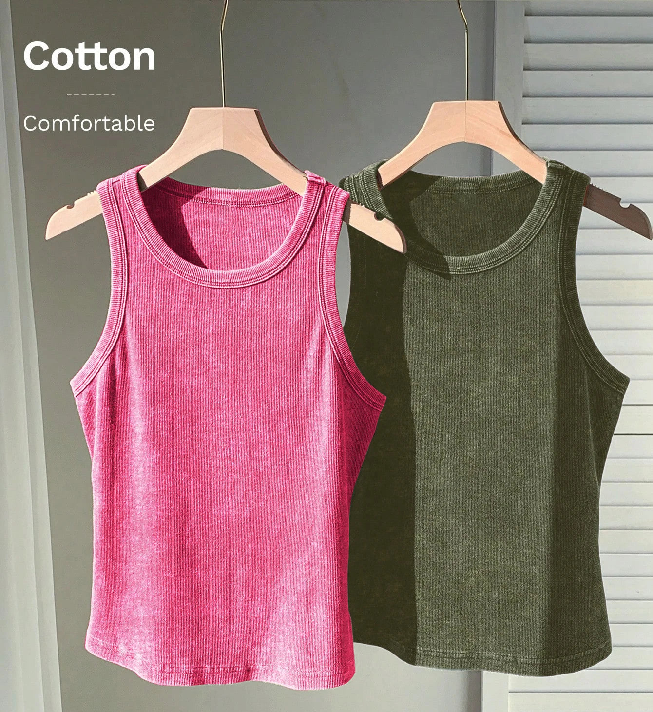 2PCS 100% Cotton Solid Color Washed Vest Womens Summer Casual Tank Top Y2K Sleeveless Clothes Soft Comfortable Sportswear