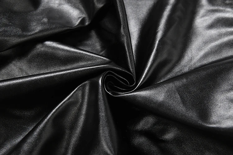 Faux Leather Irregular Crop Jacket — Women's Streetwear Coat