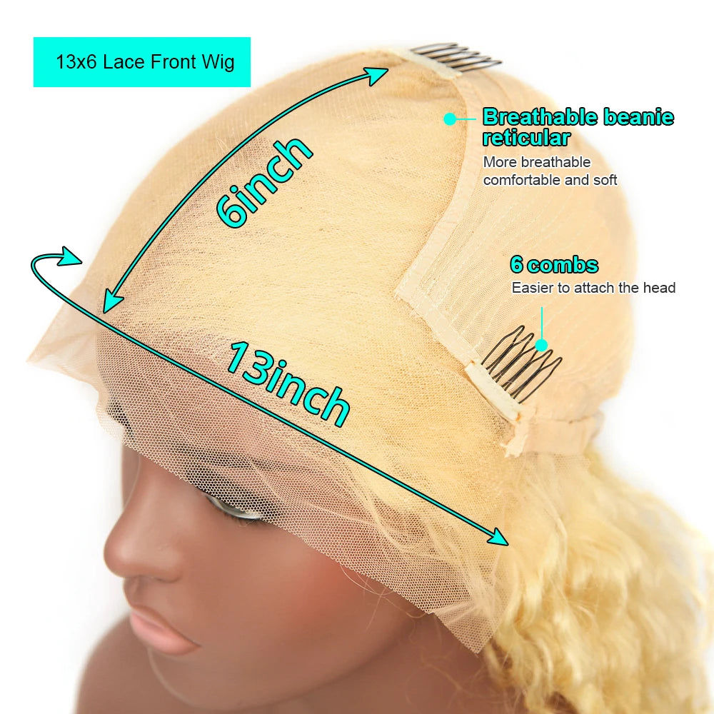 28 Inch Yellow Wig Human Hair Body Wave 13x6 HD Lace Frontal Wig Plucked 200% Density Colored  Lace Wig Water Wave For Women