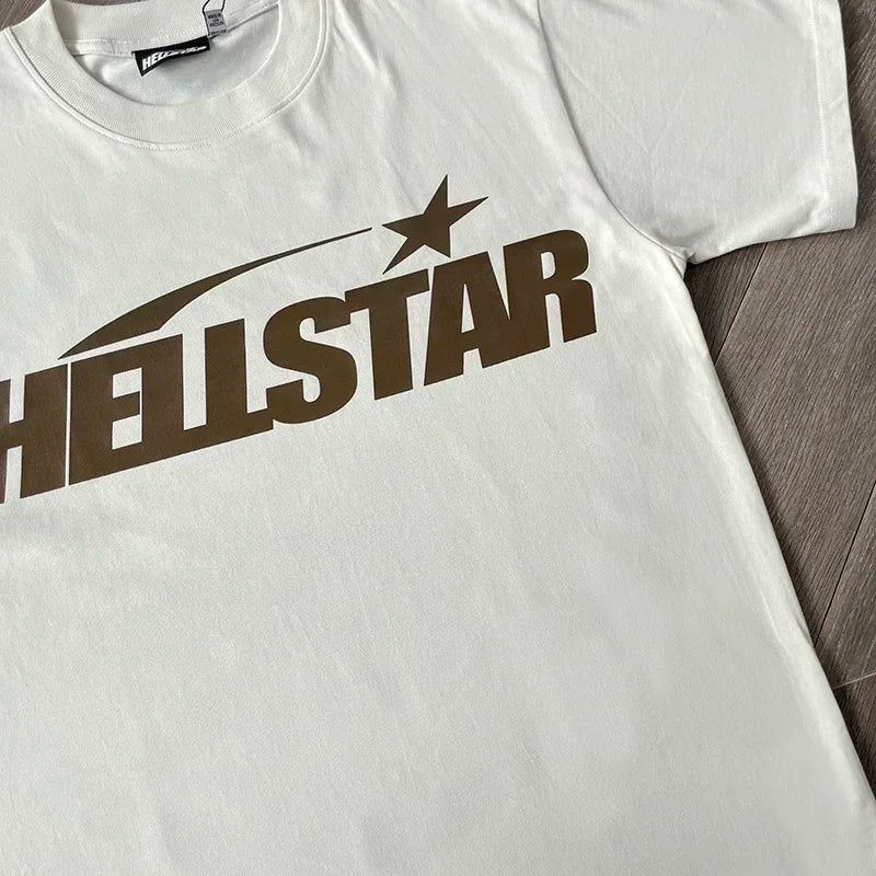 HS Gel Sport Logo Cotton wash short sleeve T-shirt European and American fashion