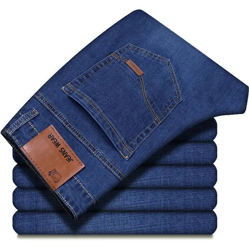 Men's fashion straight leg denim pants 2025 new slim fit pants comfortable and soft business denim pants men's brand clothing