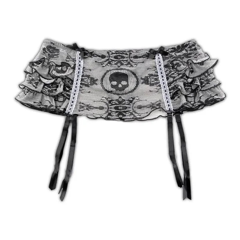 Y2k Grunge Gothic Skull Printed Skull Streetwear Summer Graphic Women Emo-Girl Rock Retro Vintage Fashion Sexy Lace Mini Skirts