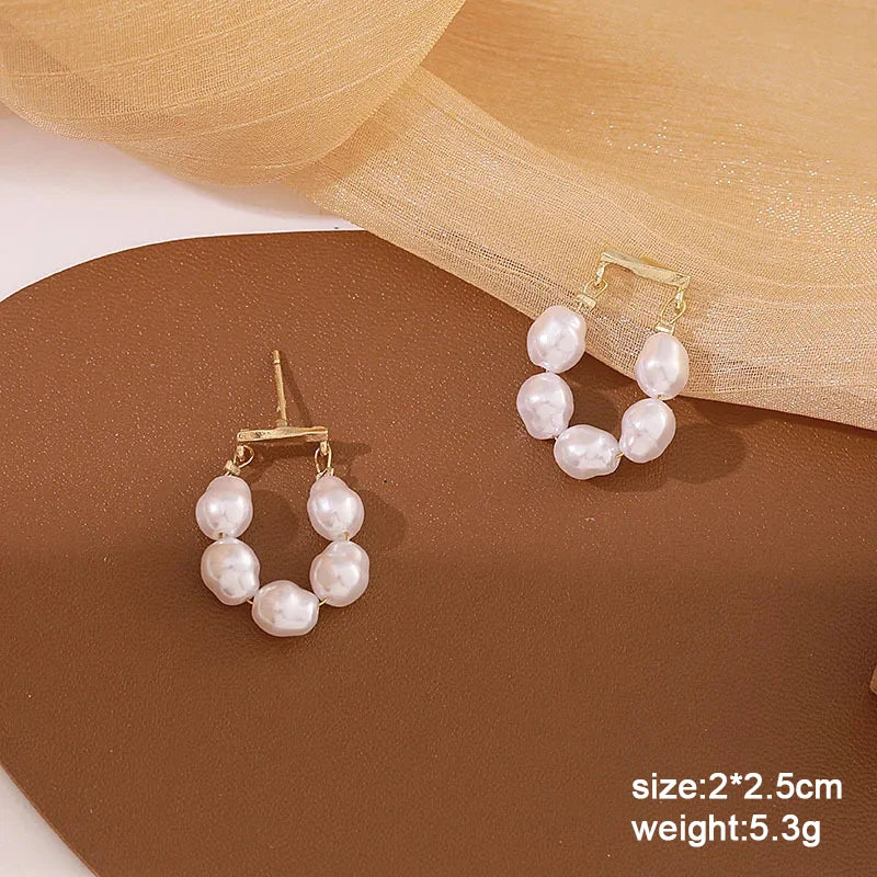Pure White Women's Dangle Earrings Blooming Flower Acrylic Enamel Butterfly Imitation Pearl Heart Hanging Earrings Elegant brinc