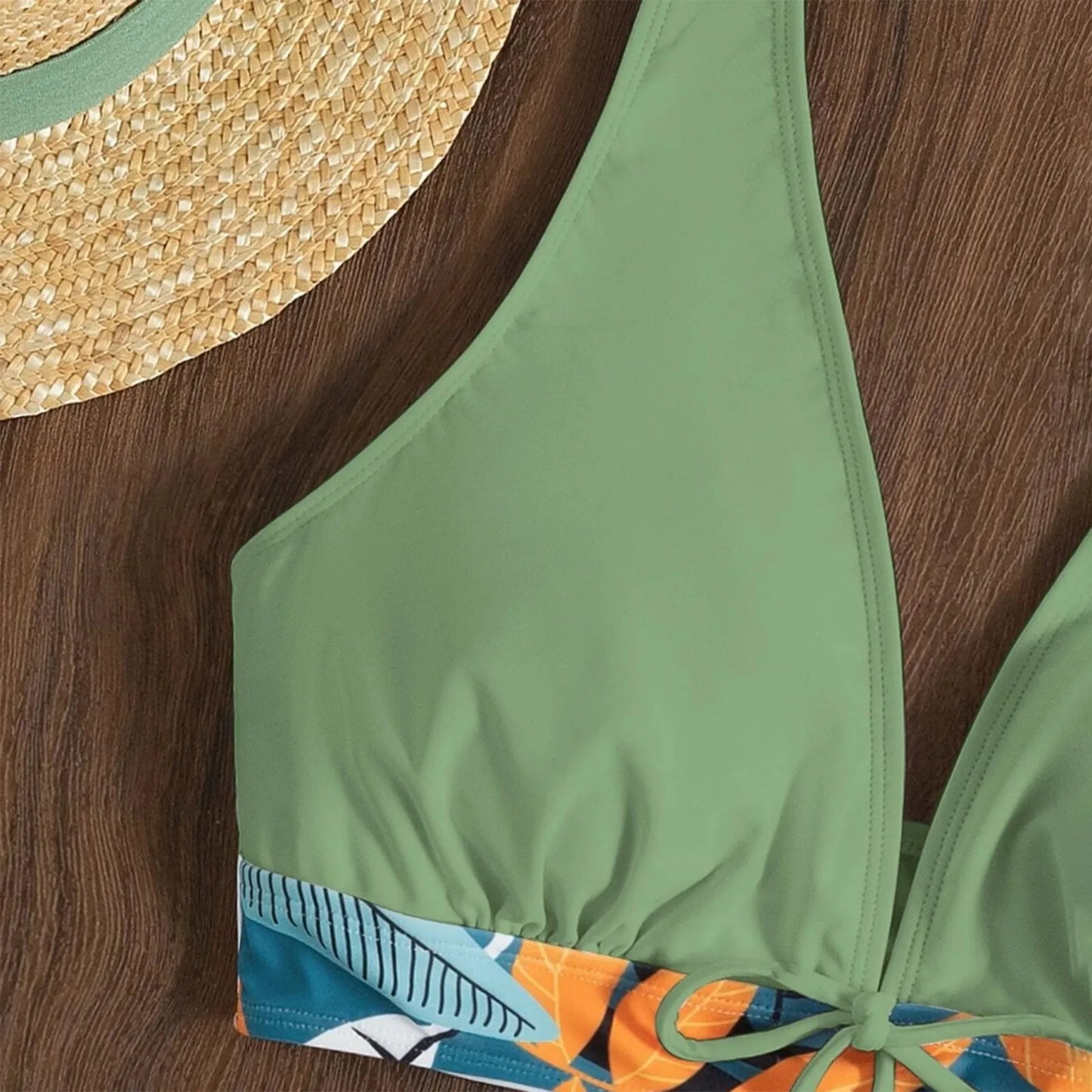 Shorts Bikinis Set  High Waist Swimsuit Women Swimwear  Plant Print Bathers Bathing Swim Suit Beachwear