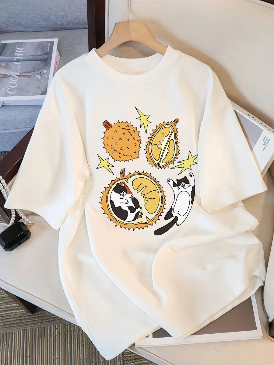 Real Fresh Cherry Fruit Cup Design Tee Shirts Female Comfortable Cotton T Shirt Fashion Casual Clothes Soft Street Short Sleeve