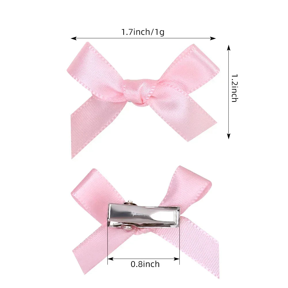 5-24Pcs Y2k Girls Bows Mini Hair Clips Metal Hairpin Headwear Barrette Handmade Ribbon Bow Bangs Clip Fashion Hair Accessories