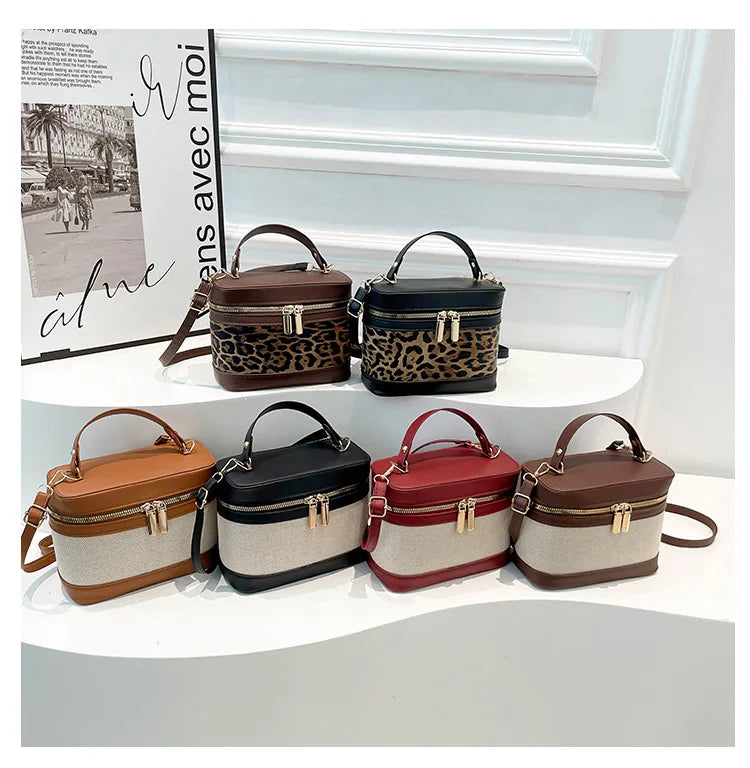 Fashion Round Bucket Bags For Women's Daily Used, Leopard Pattern Crossbody Shoulder Bag For Commuting, Casual Ladies Handbags