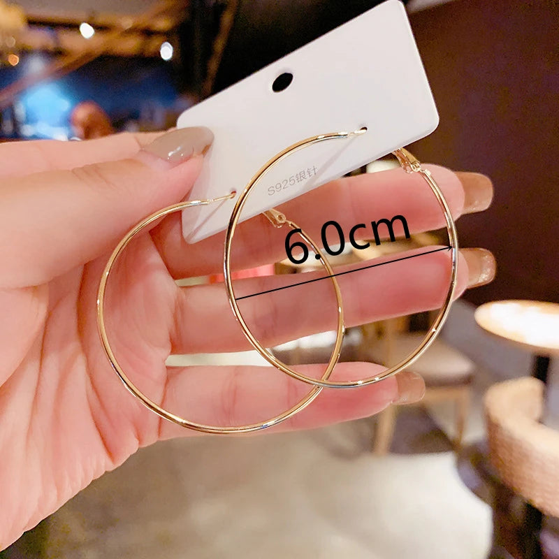 Geometric Large Circle Hoop Earrings For Women Statement Gold Color Ear Ring Fashion Jewelry Accessories Nightclub DJ Boho