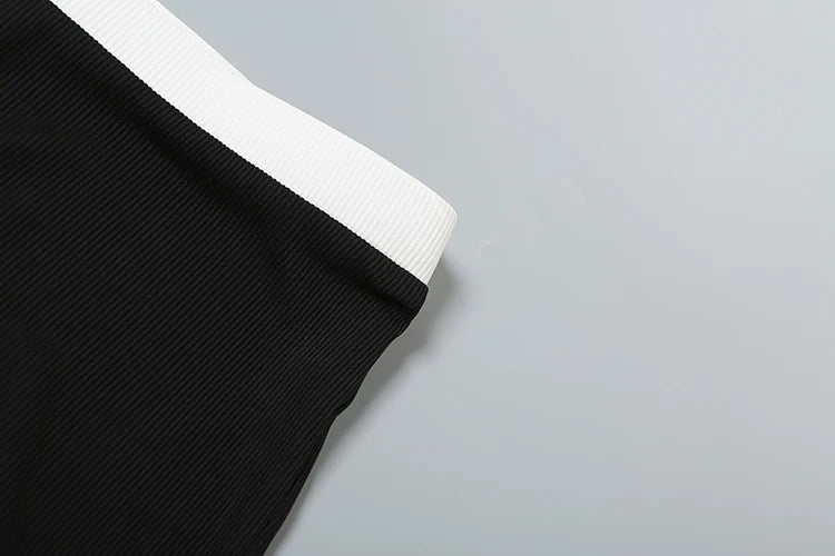 Weird Puss Ribbed Patchwork 2 Piece Set Women Single-Breasted Sleeveless Tops+Stretch Shorts Daily Casual Trend Classic Outfits