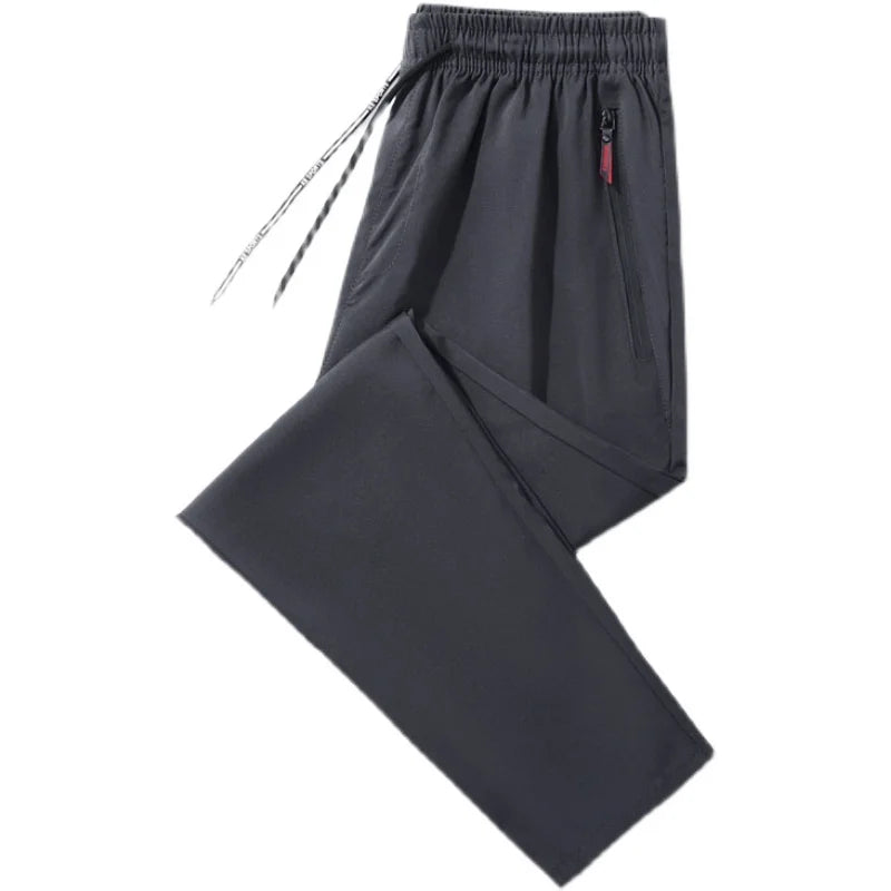 Men's Casual Pants Straight Slim Fit Elastic Waist Jogger Korean Classic Blue Black Gray Male Brand Trousers Plus Size
