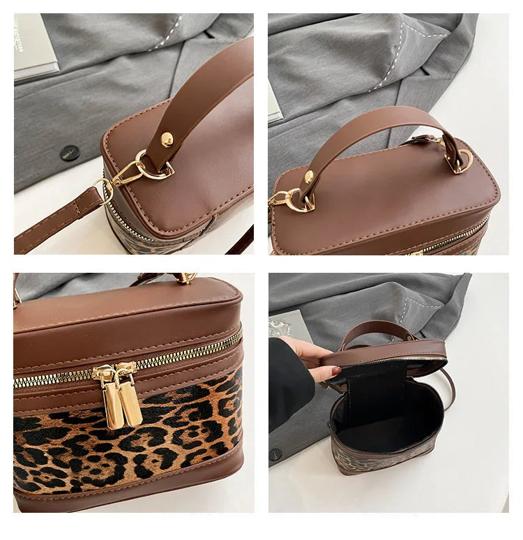 Fashion Round Bucket Bags For Women's Daily Used, Leopard Pattern Crossbody Shoulder Bag For Commuting, Casual Ladies Handbags