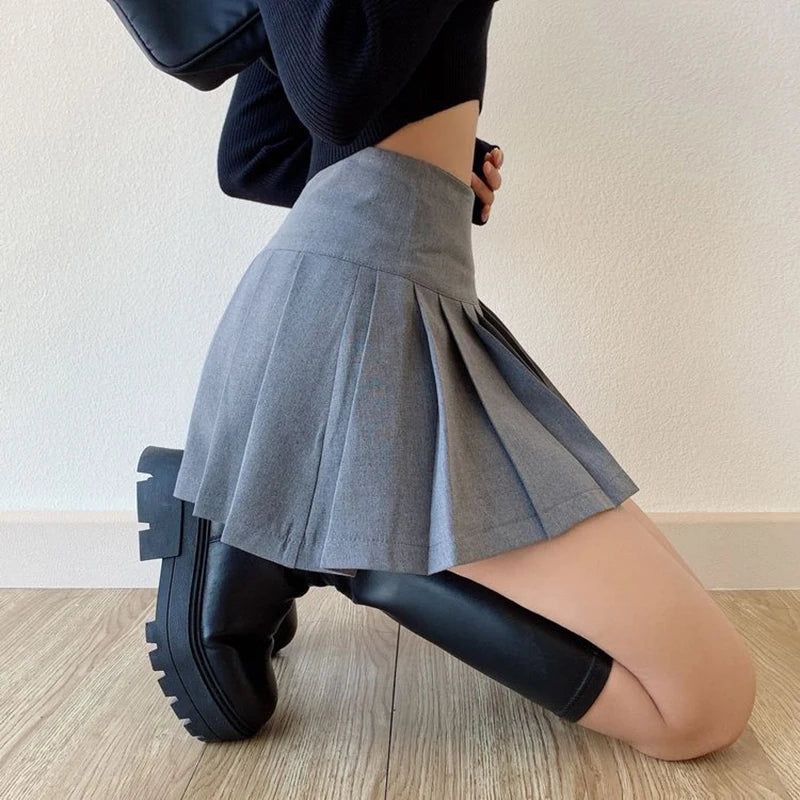 Fashion Slit Women Pleated Skirt Summer High Waist Sexy Mini Skirt White Jk Korean Girl Dance Skirt