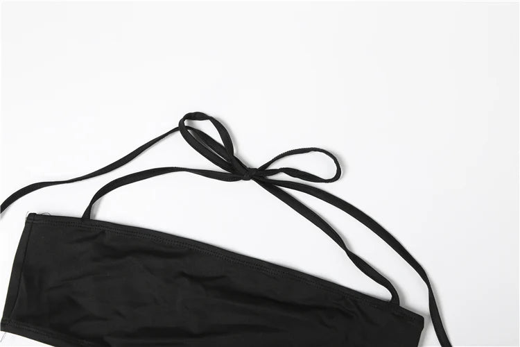 Halter Camisole & Shirring Hollow Pants Set — Women's Clubwear