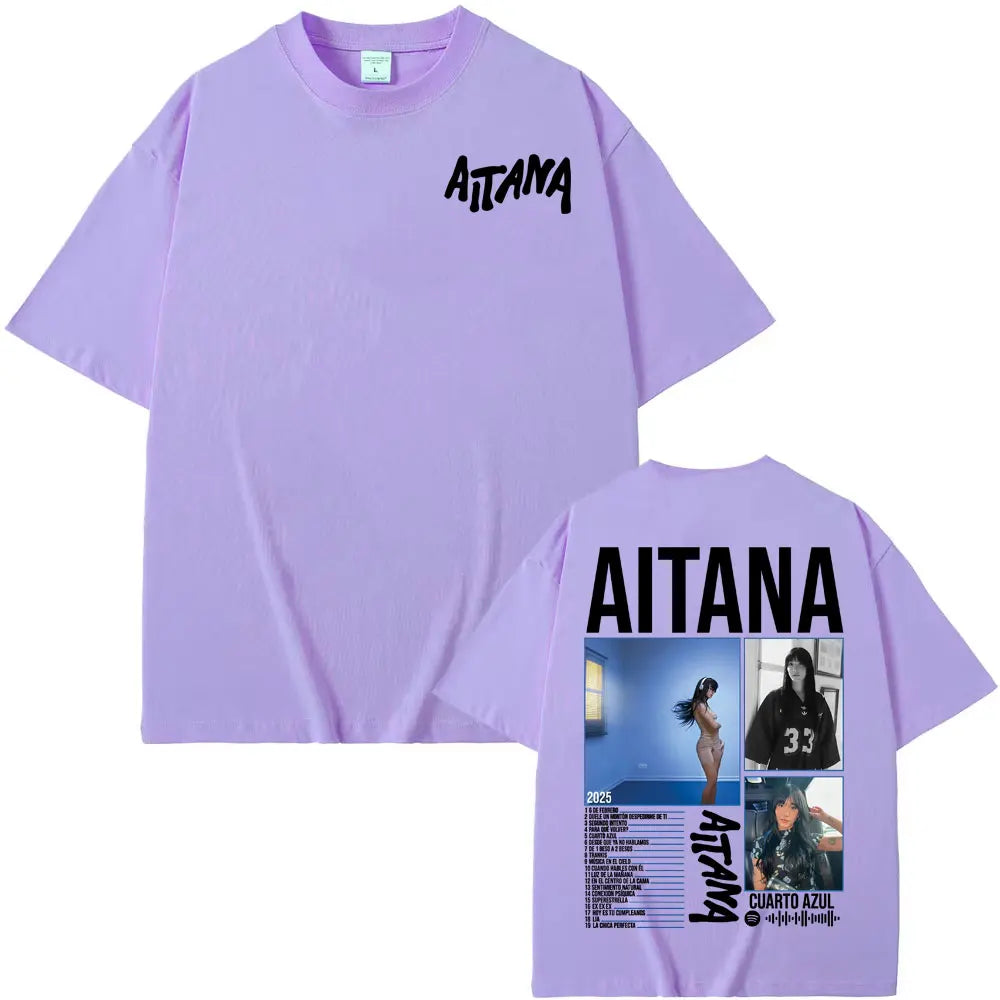 Singer Aitana Cuarto Azul Tour Graphic T Shirts Men Women Fashion Aesthetic Short Sleeve T-shirt Cotton Casual Oversized T Shirt