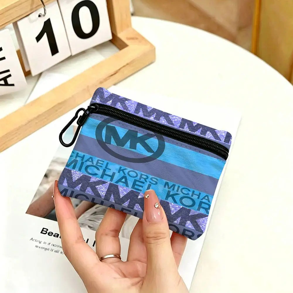 M-Michaels-Fashion-Kors Portable Oxford Fabric Mini Wallet Carabiner Design Small Coin Bag For Cards Keys Earphones
