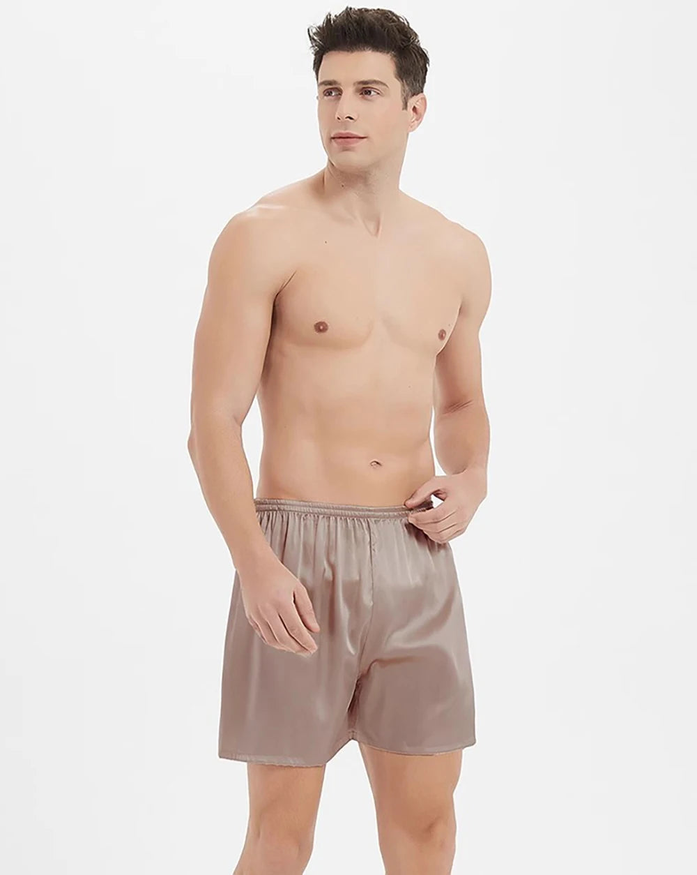 Mens Boxer Shorts Pajama Pants 19mm Mulberry Silk Sleepwear Lounge Underwear Beach Shorts with Elastic Waistband L-6XL