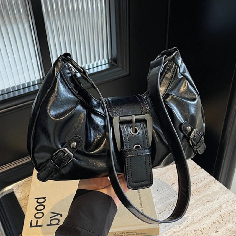 Y2K Retro Pleated Hobo Shoulder Bag for Women Hot Selling Maillard Style Underarm Bag Clutch Handbags for Travel Work Shopping