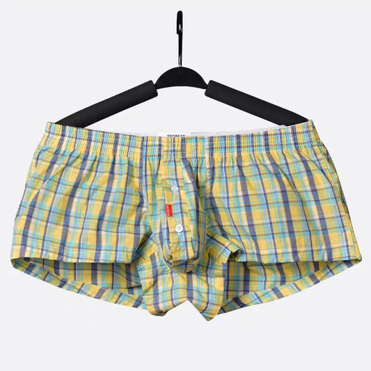 SEOBEAN Men's plaid Trunks Pajama Shorts Casual 90% Cotton Comfortable Breathable Sleepwear