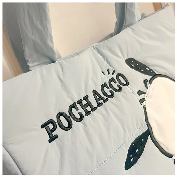 Sanrio Kawaii Hello Kitty Kuromi Tote Bags Cute My Melody Pochacco Cartoon Down Cotton Large Capacity Shoulder Bag Gifts Girls