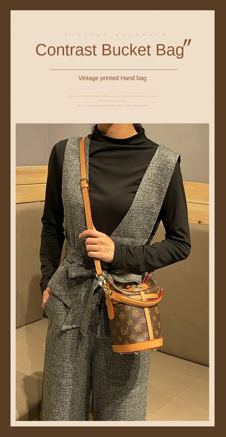 Light luxury brand women's bag bucket bag 2024 new high-end feeling autumn and winter fashion explosive handbag crossbody bag