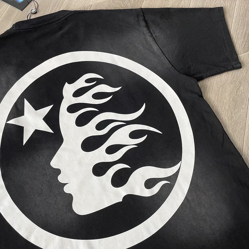 HS Gel Sport Logo Cotton wash short sleeve T-shirt European and American fashion